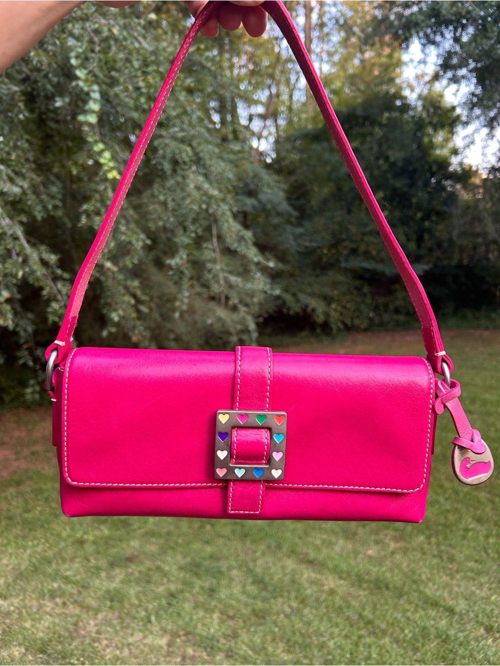 Dooney & Bourke Hot Pink Heart-Accent Shoulder bag Y2K